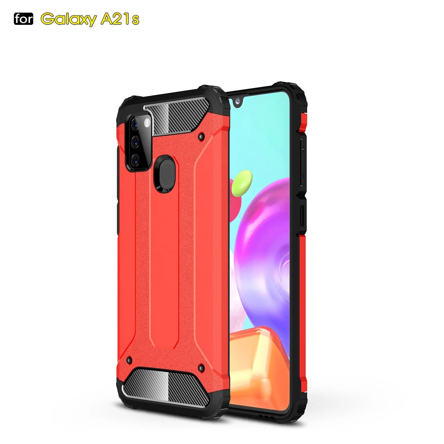 

Hybrid Shockproof tpu pc Phone Case Cover For Samsung galaxy A21S, Multi-color, can be customized