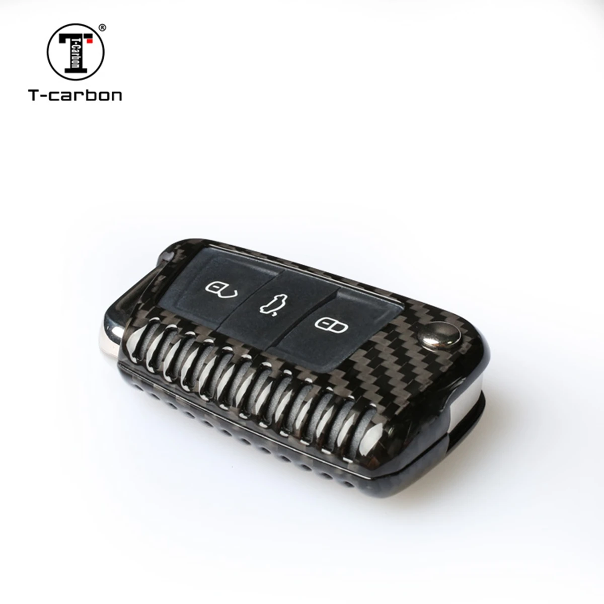 

T-carbon quality luxury gift carbon Fiber car Key Case For VW, Black