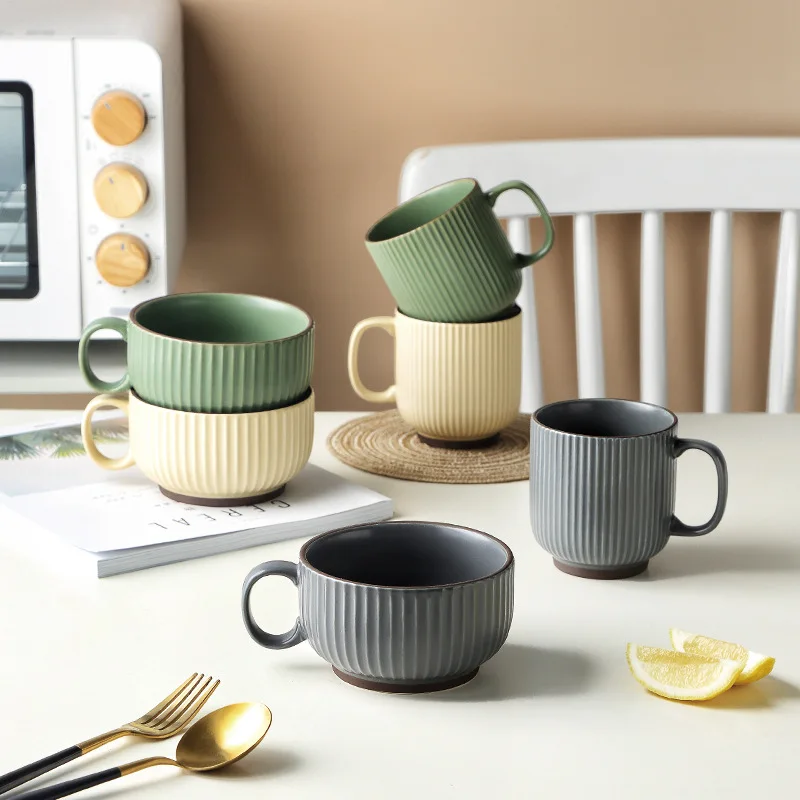

Simple Large Capacity Household Ceramic Drinking mug,porcelain Office Coffee Breakfast Cup, Rice yellow,dark blue,dark green,white