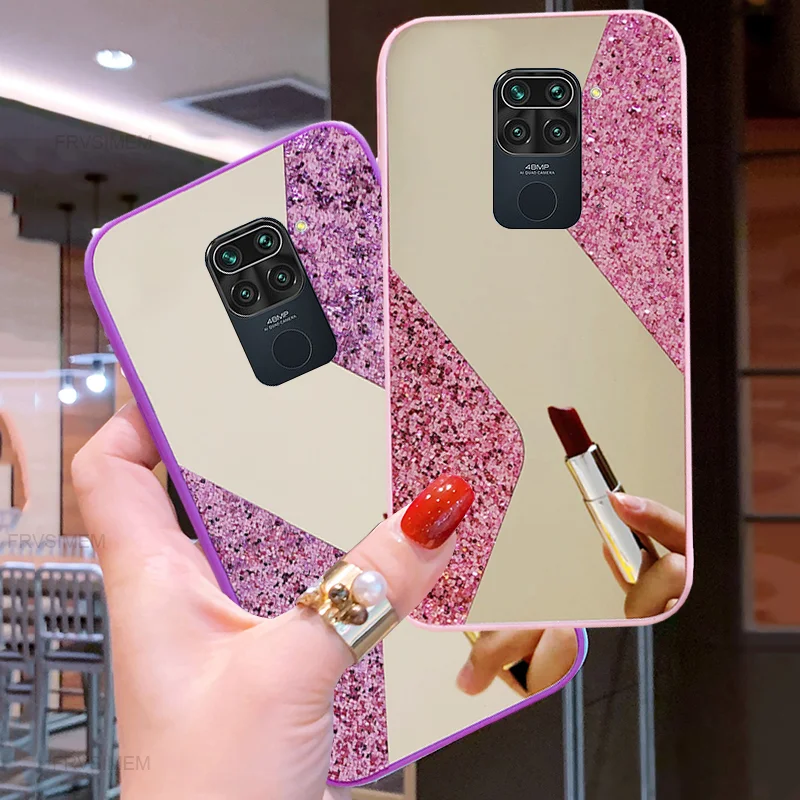 

Case For Xiaomi Redmi Note 9S 9 Pro Max Texture S Line Mirror Glitter Phone Cases For Redmi 9 9A 9C Note9 Bling Sequins Cover