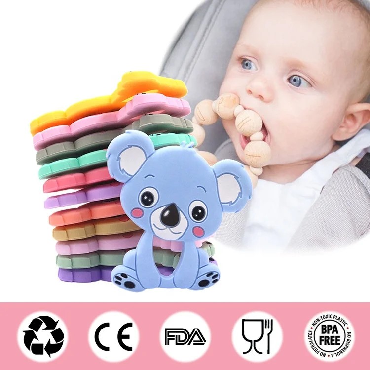 
Silicone Koala Beads Teether Baby Teething Toys BPA Free Food Grade Pearls Nursing Gifts DIY Silicone Necklace Baby Gift 