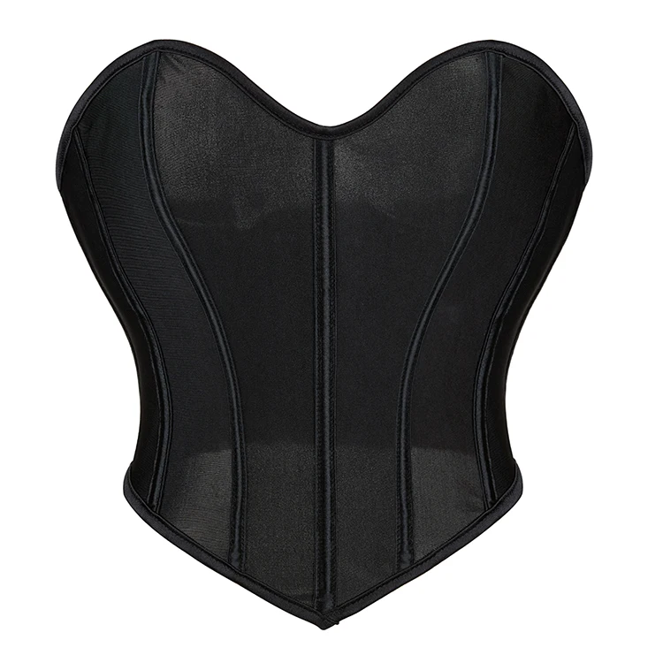 Translucent Mesh Corselet Summer Going Out Bustier Crop Top 13 Plastic Bone Overbust Corset
