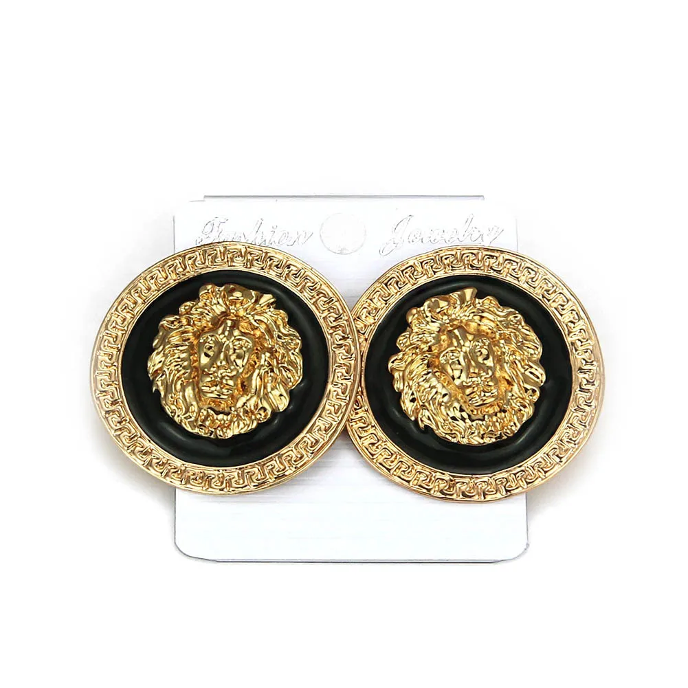 

XIXIA Latest Design Fashion Jewelry Classic Simple Kingdom Earbob Lion Earings Alloy Stud Earrings Women, Golden or silver