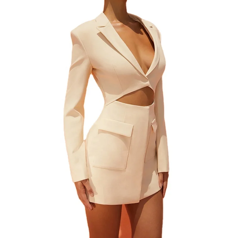 

2021 Solid Color Fashion Blazer Dress Formal Suit Dress Ladies Women Hot Fashion Slim Fit Blazer Formal Suit Blazer