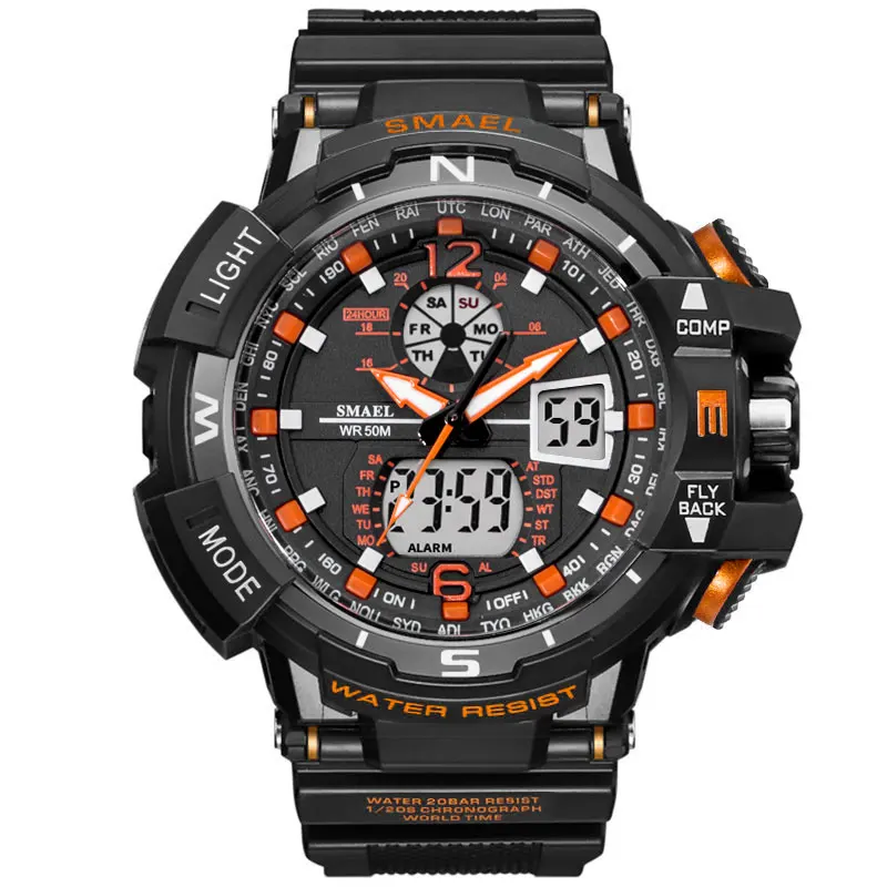 

Hot sell quartz analog digital watches SMAEL 1376C men watch waterproof stylish watch for men, 8 colors