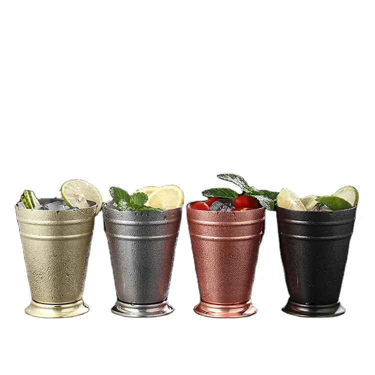 

Metal 400ML Stainless Steel Cocktail Mint Julep Moscow Mule Copper Cup Drink Tumbler, Silver/rose gold/gold/black