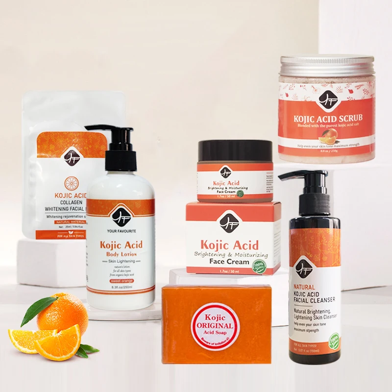 

OEM facial whitening night 4 in 1 skin care full set papaya kojic gluta acid skin care set plant extracts care skincare set