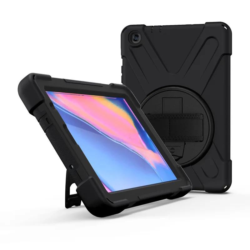 

360 Rotation Hand PC Strap&Kickstand Silicon Tablet Case For Samsung Galaxy Tab A 10.1 Case S6 Lite S7 Plus Protective Cover