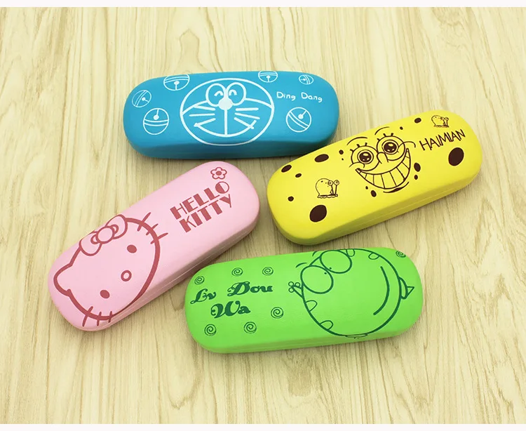 

JH eyewear kids cute children eyeglasses case cartoon pattern cleaning cloth stock wholesale iron hard glasses case