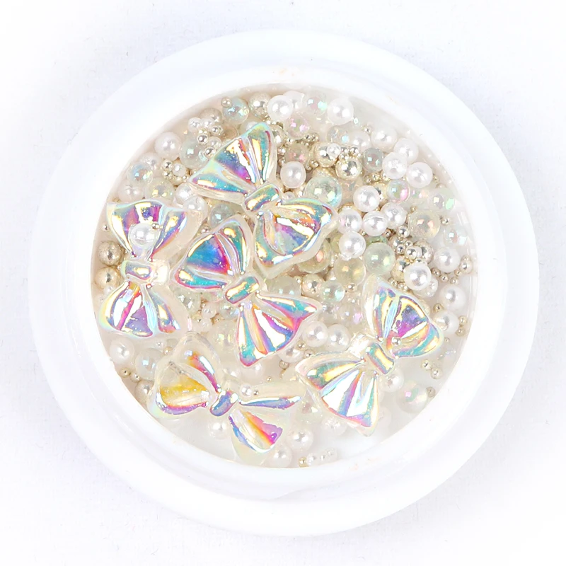 

AB Crystal Nail Rhinestone Mixed Colorful Bow Gem 3D Glitter Nail Art Decoration Beauty