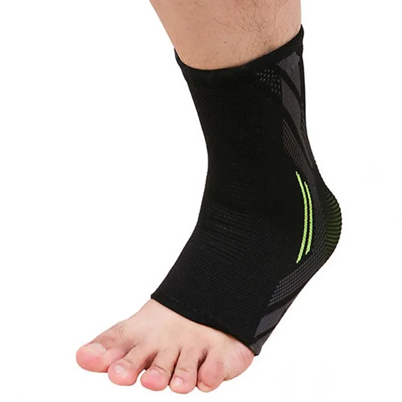 

Foot Support Sprain Protective Elastic Compression Ankle Sleeve Brace Running Sports Basketball, Black