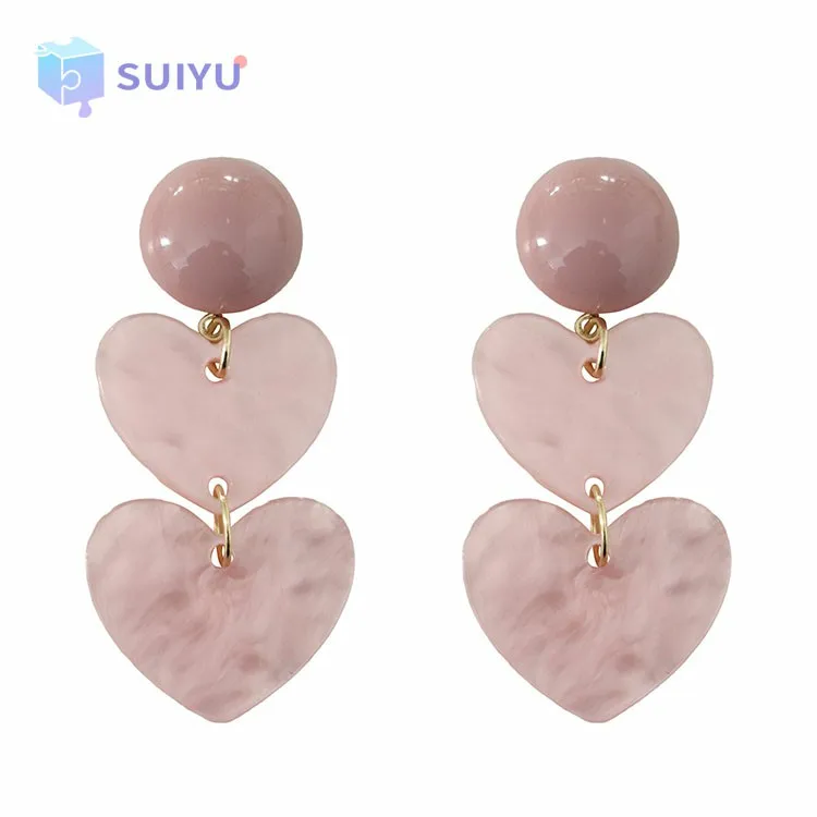 

Romantic Gifts Pink Love Drop Earrings Valentine Day Gifts Cute Big Heart Fringe Earring Japan Korean Style Long Drop Earrings