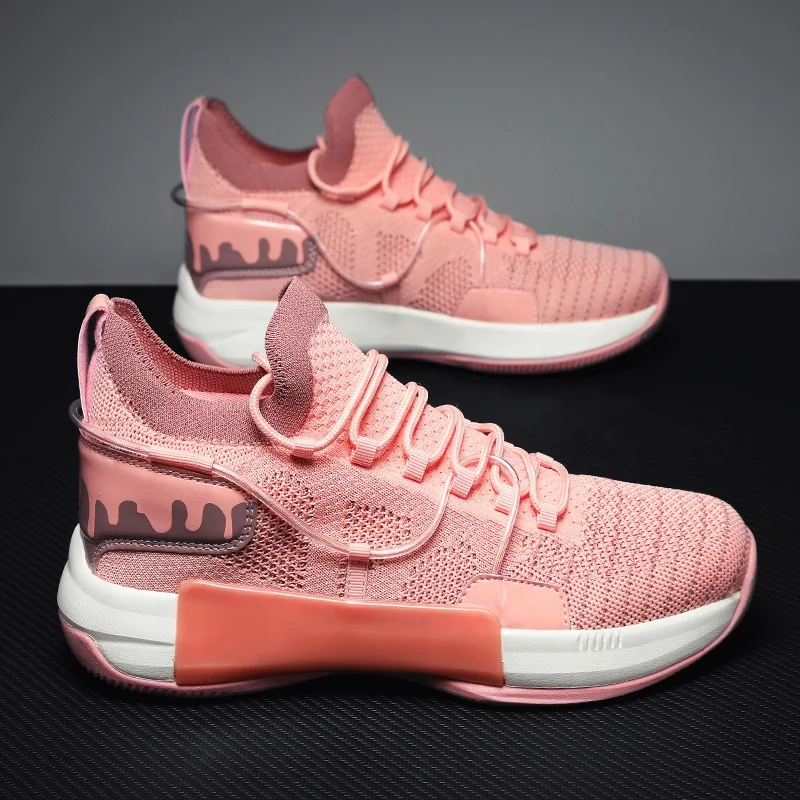 

Designer Creative Fashion Mesh Weave Breathable High Top Non-Slip Rubber Sole Outdoor Casual Basketball Style Sneakers For Men