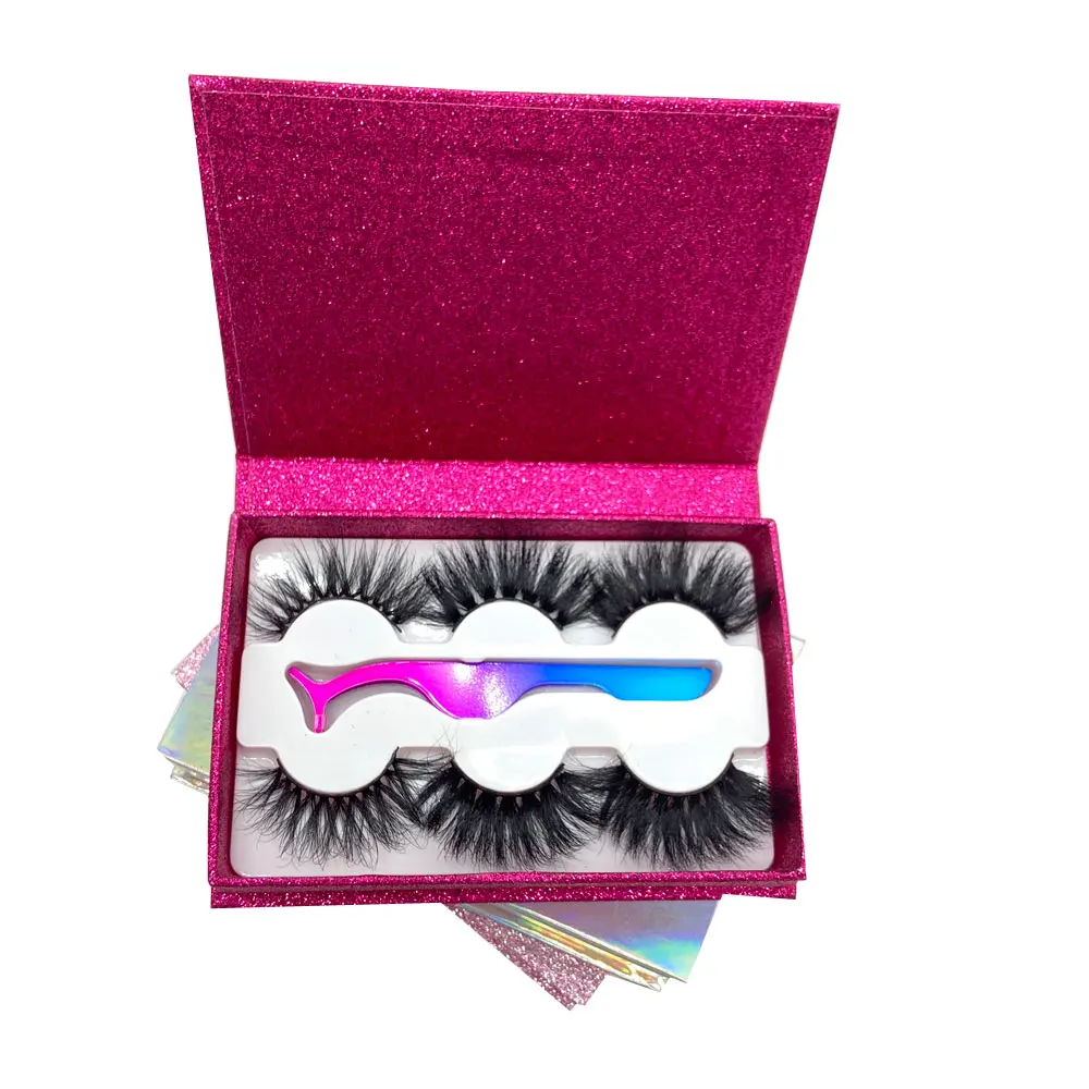 

25mm 3d mink custom eyelash extension silk packaging custom with magnetic box logo, Natural black