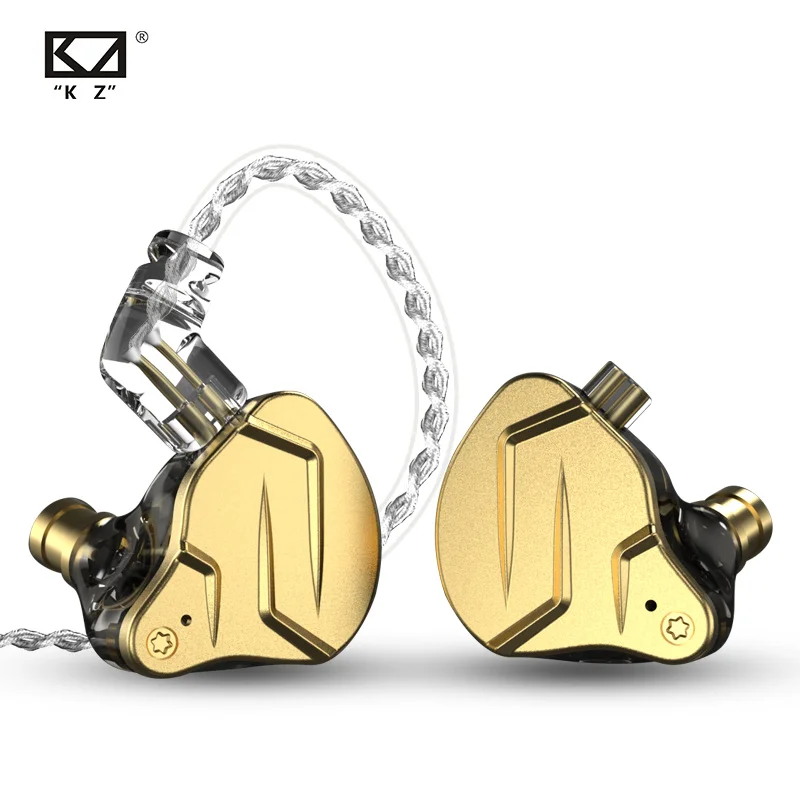 

KZ ZSN Pro X In Ear Earphones Hybrid Technology 1BA+1DD HIFI Bass Metal Earbuds Sport Noise Cancelling Headset Monitor, Golden/black