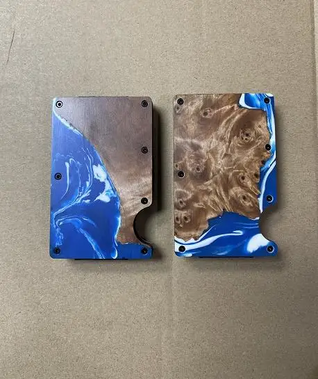 

New Resin Wood Wallet Aluminum RFID Blocking ATM Card Holder Wallets Wood Resin Wallet Money Clip, 12colors