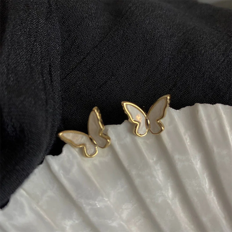 

JuHu S925 Silver Needle Japanese And Korean Butterfly Holeless Ear Clip Retro Simple Small Exquisite High-end Fashion Earrings, S925 silver needle a113
