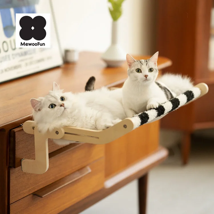 

MewooFun Hot Selling Wooden Cat Hammock Bed Cute Large Luxury Cat Beds