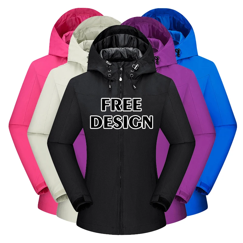 

2022 Custom Print Outdoor Jackets 100% Polyester Plus Size Single Thin Waterproof And Windbreak Rain Puffer Jackets For Women