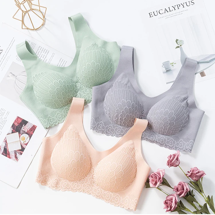 

Thailand anti mite sleep sexy breathable girls vest comfortable bras top gather ladies push up thai latex padded seamless bra