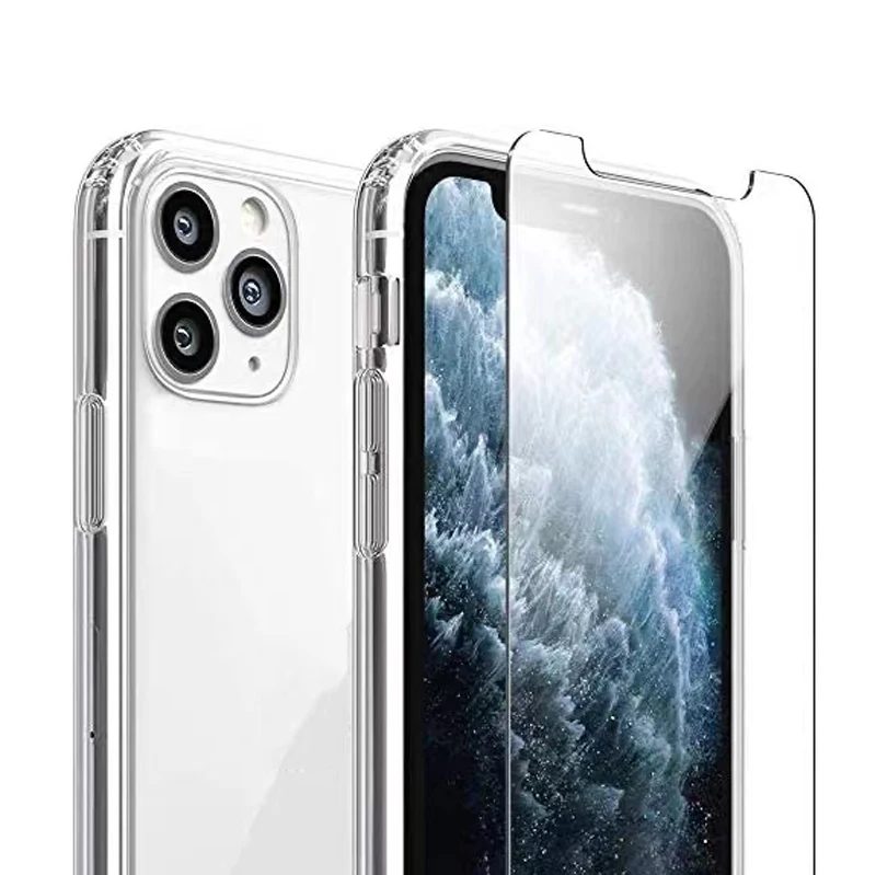 

New Anti-fall 2.0mm Crystal TPU Transparent Phone Case Camera Protection High Clear Jelly Back Cover For iPhone 12/12 Pro 6.1