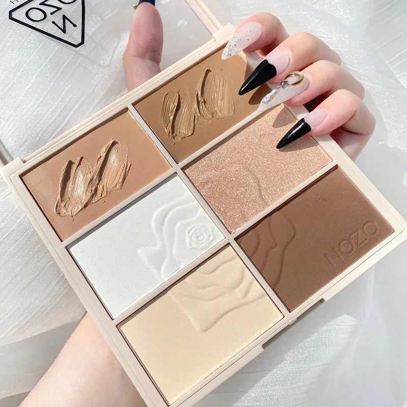 

NOZO facial contour pallete maquillage natural face 6 shades mineral foundation oil control blusher Proximal nose contouring