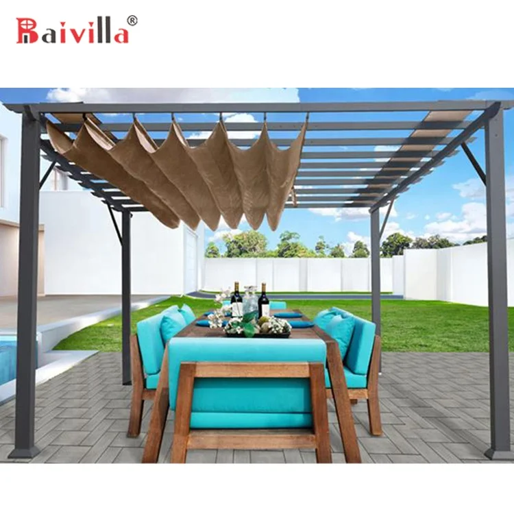 

Easy To Install Outdoor Aluminum Pavilion Pergola And Polycarbonate Sheet Window Canopy For Garden, White, dark grey ,wooden color or custom