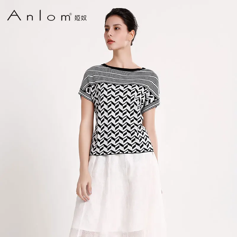 

Wholesale 100% Mulberry Silk O-neck Vintage Black White Short Sleeve Women's T-shirts, Black, blue
