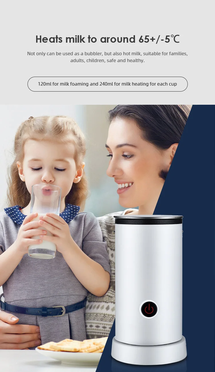 New 2 In 1 Milk Frothing Pitcher Froth Electric Frother Heater Hot Mini