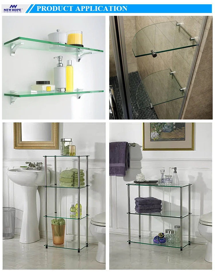 Corner Glass Shelf With Chrome Corner Floating Shampoo