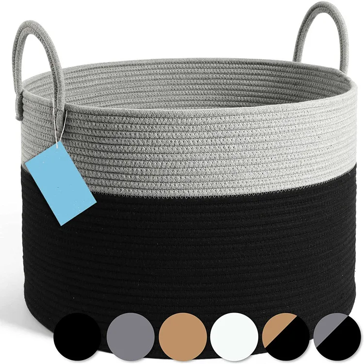 

QJMAX High Quality Cotton Woven Storage Basket Bathroom Cosmetics Toy Storage Basket, Customized