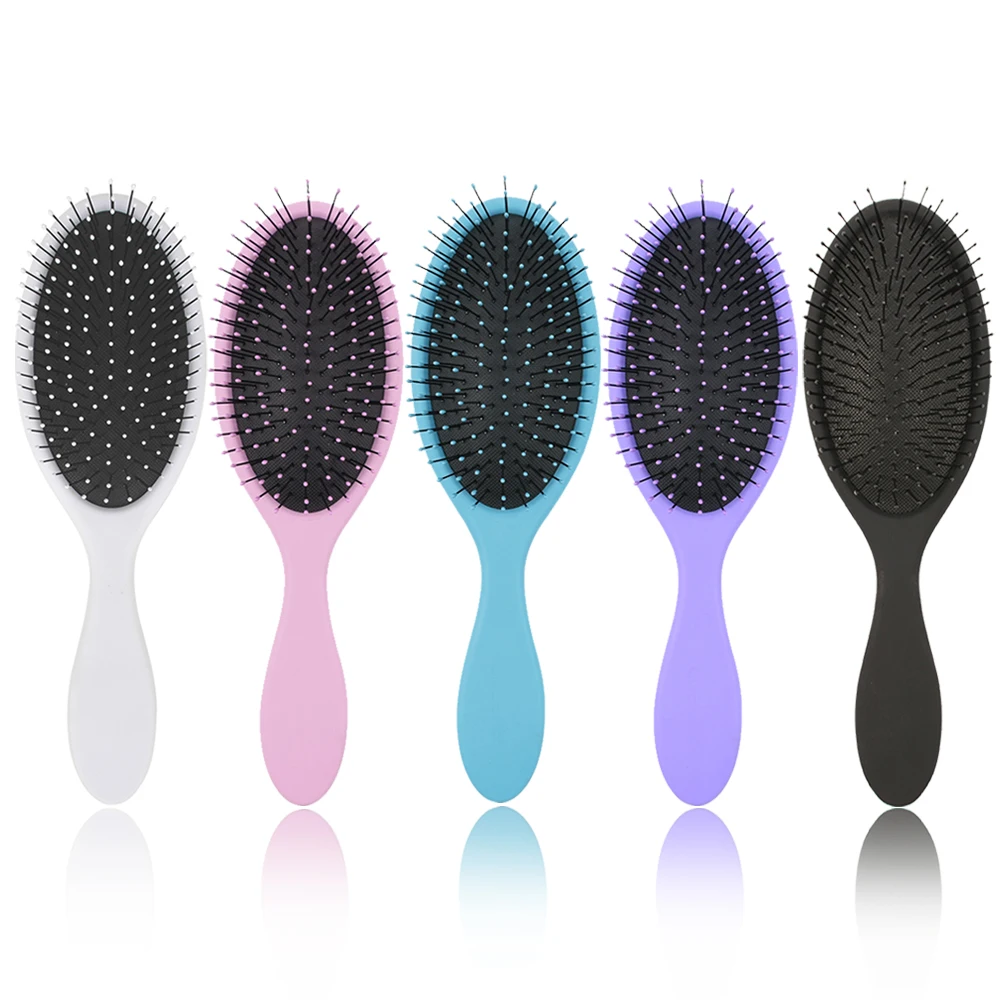 

Professional oval head colorful beauty wet detangle styling custom logo nylon bristles hair brushes massage, Customized