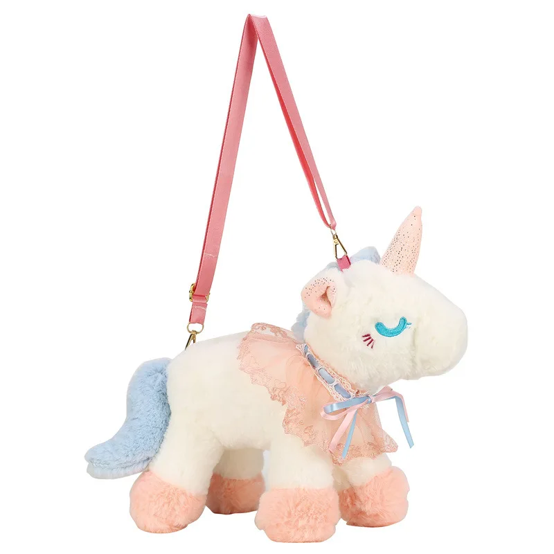 

New Arrival Plush Unicorn Toys Wholesalers Pink Unicorn Plush Backpack 3D Cartoon Girls Plush Bag Unicorns