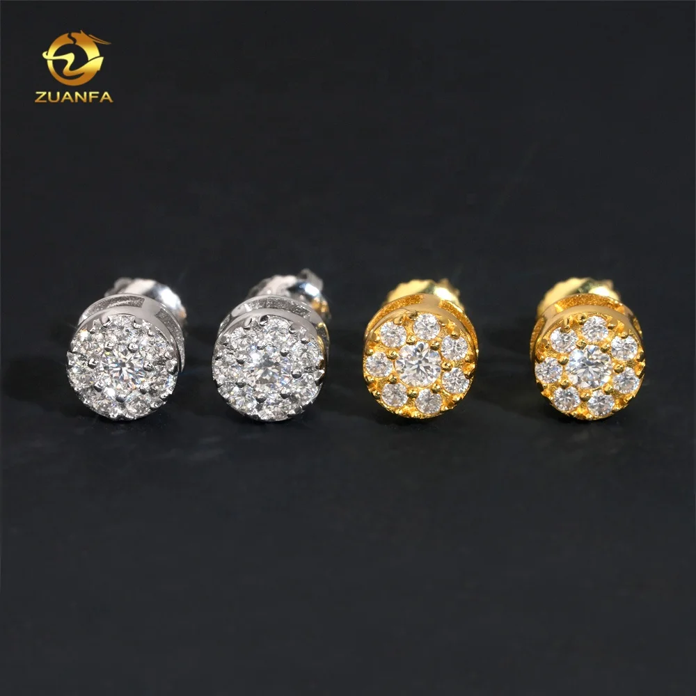 RTS Moissanite Jewelry Iced Out Hip Hop Men Silver Diamond Earrings With GRA Certificate