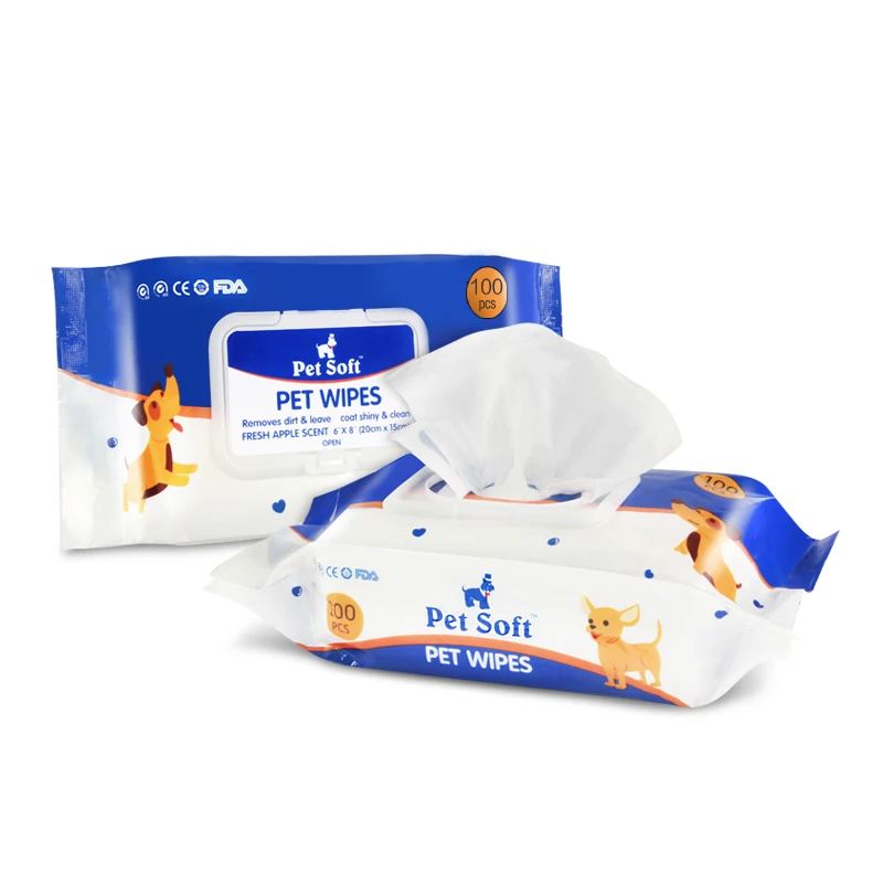 

100 Pcs/Bag Pet Dog Wet Tissue Paper Pet Cleaning Restaurant Wet Tissue Soft Wet Tissue For Dogs