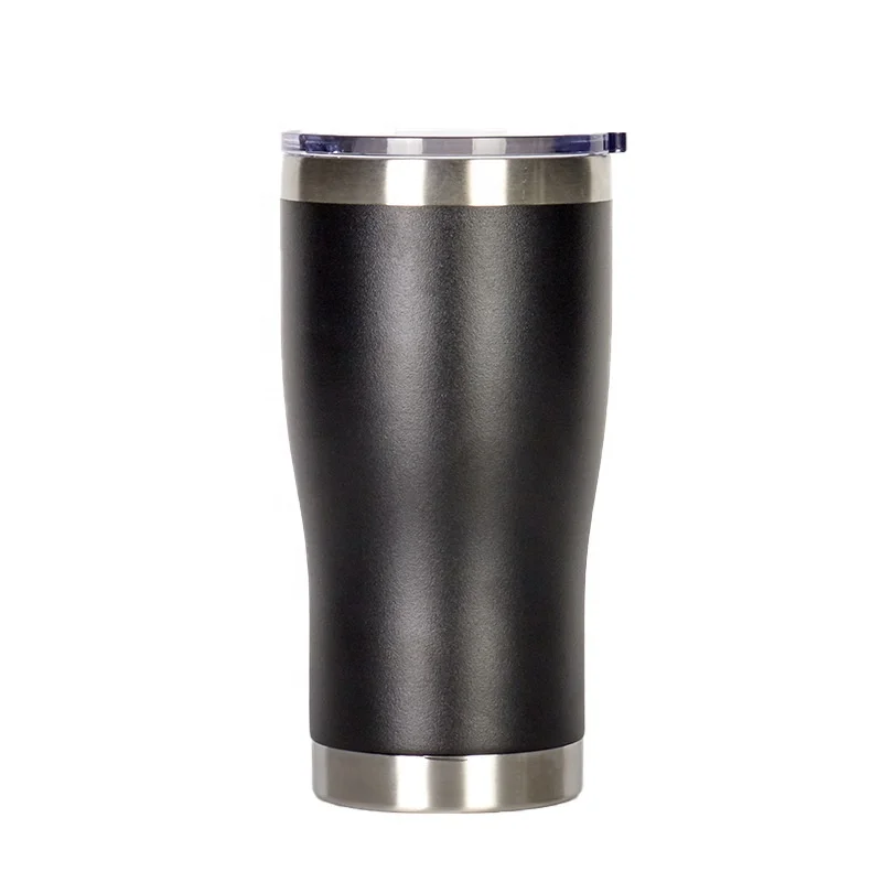 

wholesale 20oz double wall insulated stainless steel modern curve tumbler with lid vacuum travel mug, Powder coating color