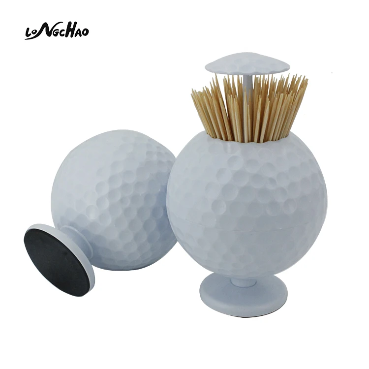 

Factory Direct Price Automatic Pop-Up Toothpick Holder Golf Ball Toothpick Holder, White