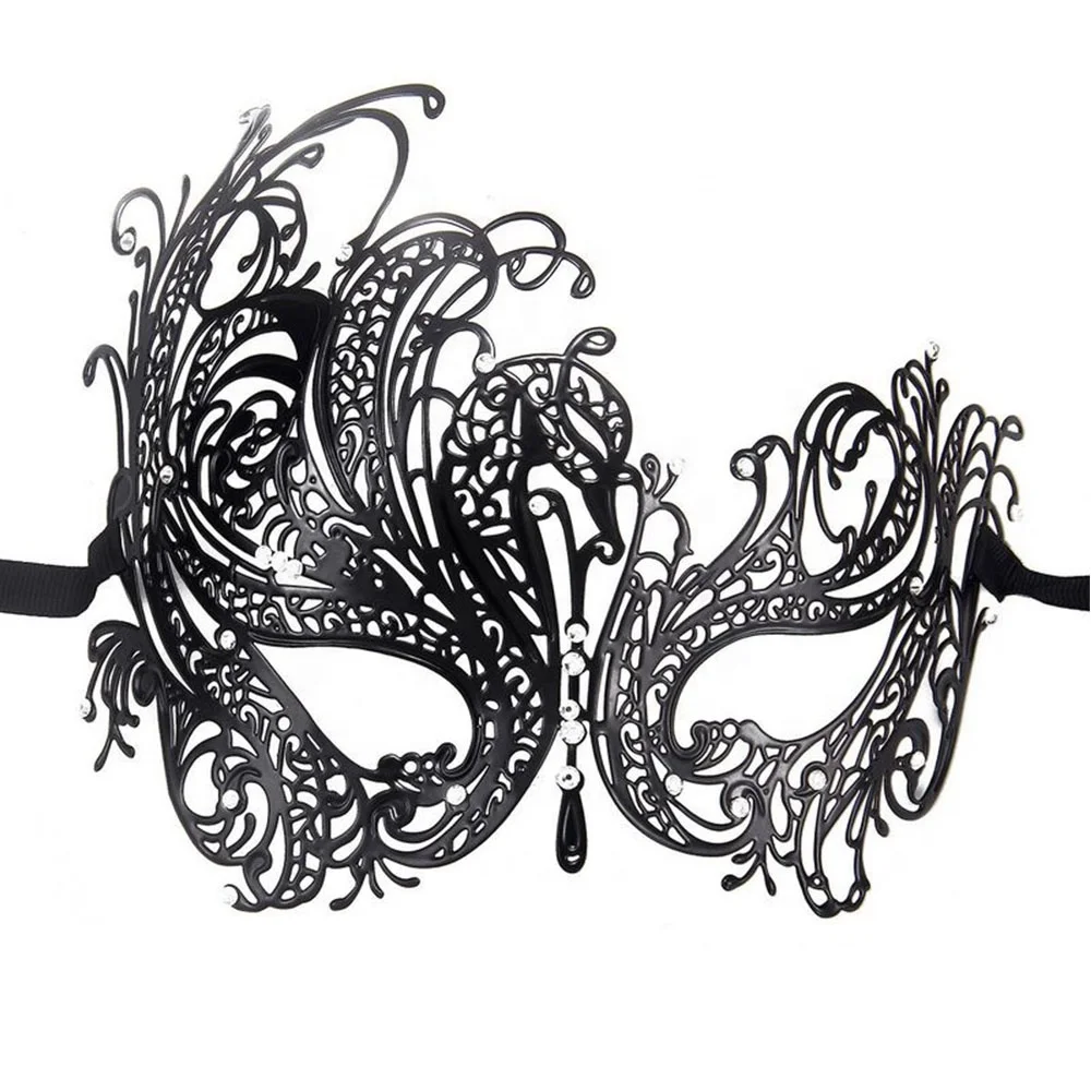 Dropshipping Venetian Masquerade Black Women Shiny Rhinestone Eye Party Masks Carnival Ball Prom Masks