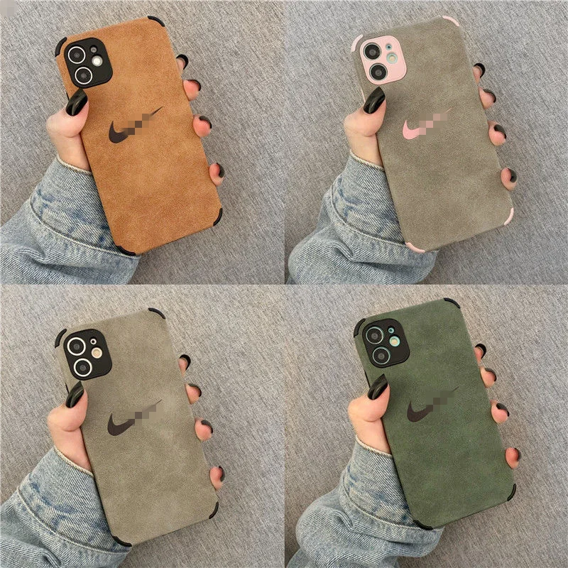 

Free Shipping Four Corner Shockproof Back Cover Phone Cases For iPhone 11 12 13 Pro Max Ni Ke Soft TPU Suede Phone Case, 5 colors