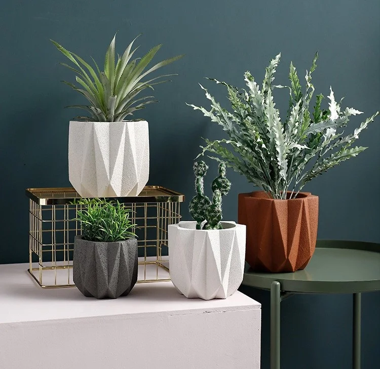 

Decorative Cement flower pot matt blasting Nordic design balcony planter indoor plant pot, 4colors