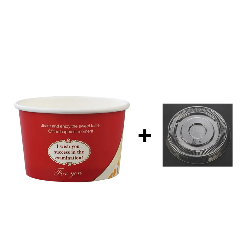 
Custom LOGO Printed Single Wall Cheap Disposable Sorbet Ice Cream Yogurt Paper Cups With Dome Flat Lid Cups 