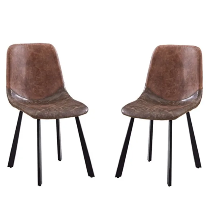 
wholesale good quality armless strong frame pu leather patch fabric black steel legs backrest minimalist industrial chairs 