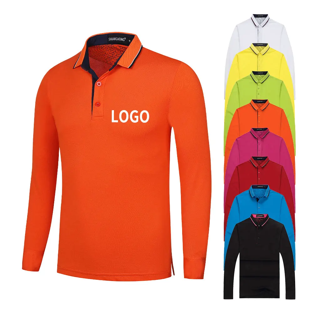 

Wholesales mens long sleeve t shirts custom printing unisex cotton polo shirt OEM design golf long sleeve polo shirt in bulk