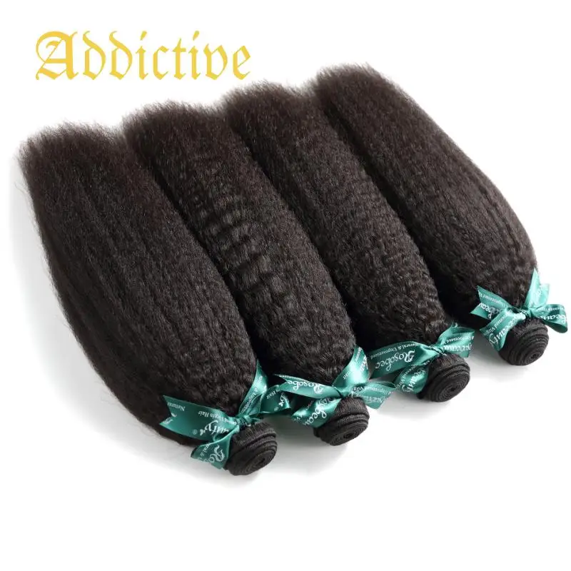 

Addictive 11A Luxury Virgin Hair Kinky Straight 100% Unprocessed Human Natural Color Hair Weave Bundles Free Shipping