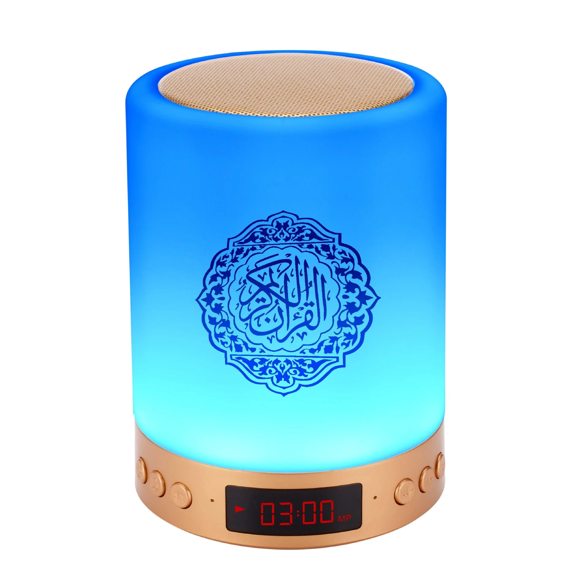 

CE/ROHS Certification 16GB Touch Lamp Night light quran speaker with IOS/Android APP islam gift with azan clock quran player, Golden