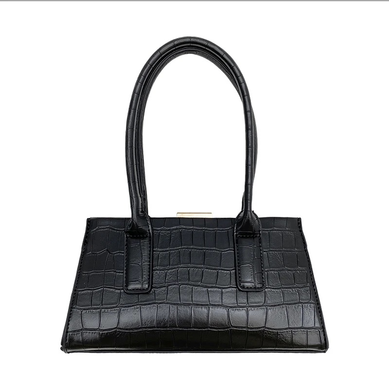 

Female Bag 2021 New Trend Single Shoulder Clip Small Crocodile Pattern Fashion Lady Handbag, White, black, brown, brown