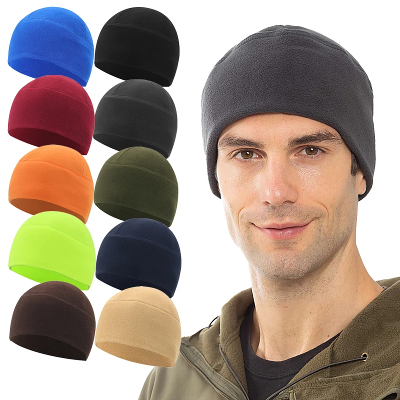 Winter Warm Blank Sports Cycling Skiing Running Helmet Inner Mens Polar Fleece Beanie Skull Watch Cap Hat