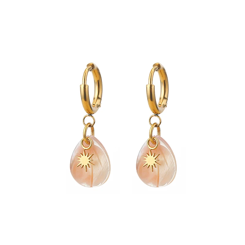 

New Stainless Steel Gold Plated Charming Drop Hoop Earrings for Women Wholesale Christmas Jewelry Gift, 1 colors