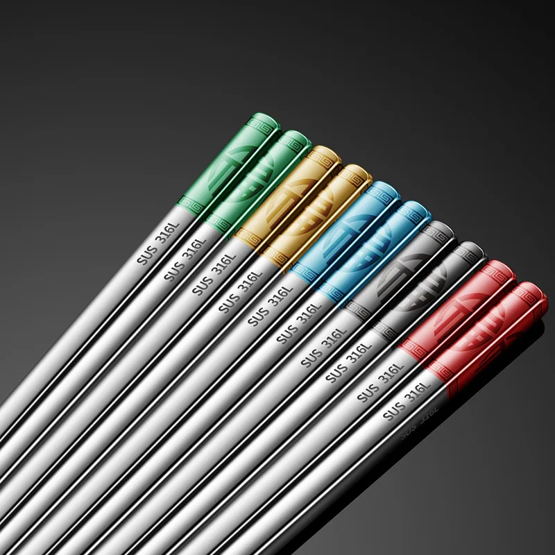 

new product ideas 2022 luxury 316L metal Multicolor flatware Chopstick, 6 colors