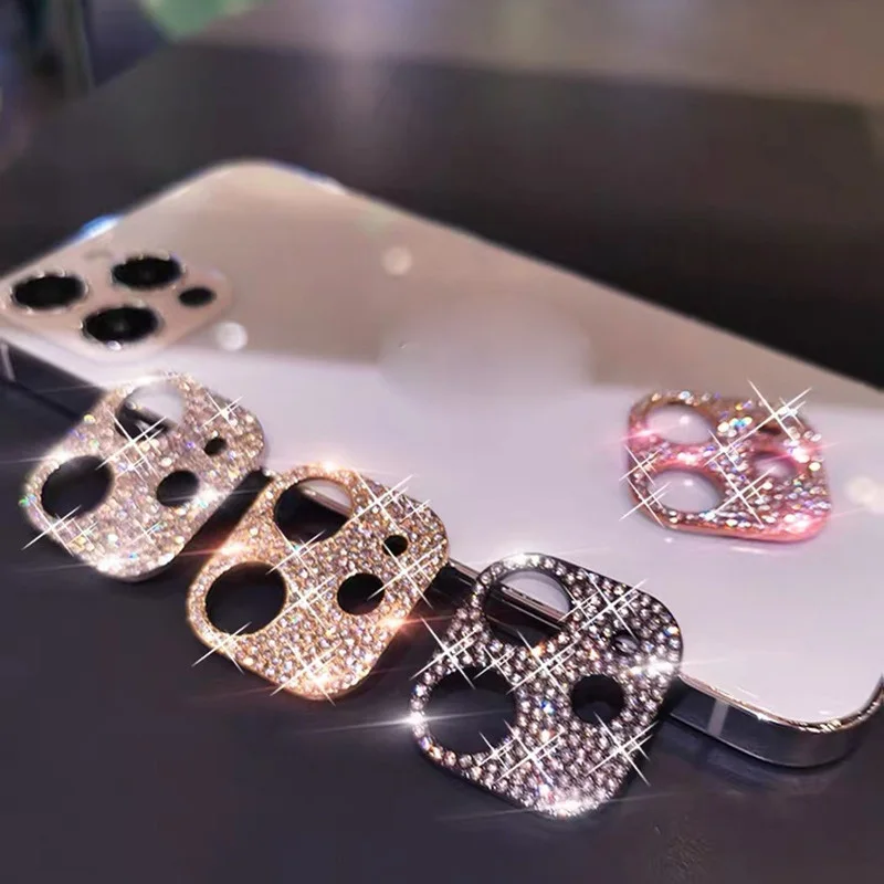 

Shiny Bling Diamond Camera Lens Protector Film For Iphone 13 12 Mini 11 Pro Max Rhinestone Glitter Metal Screen Protective Film, Colorful